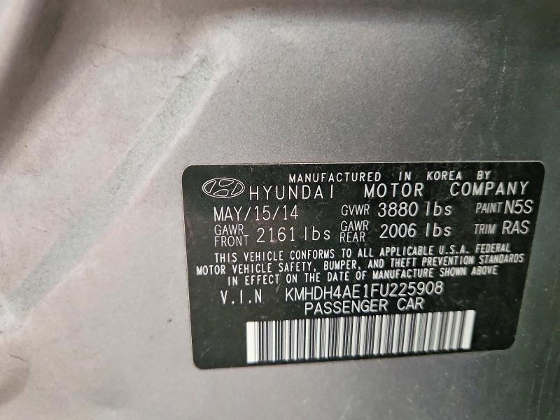 69941996 :رقم المزاد ، KMHDH4AE1FU225908 vin ، 2015 Hyundai Elantra مزاد بيع
