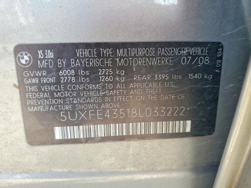 Продаж на аукціоні авто 2008 Bmw X5, vin: 5UXFE43518L033222, номер лоту: 68850936