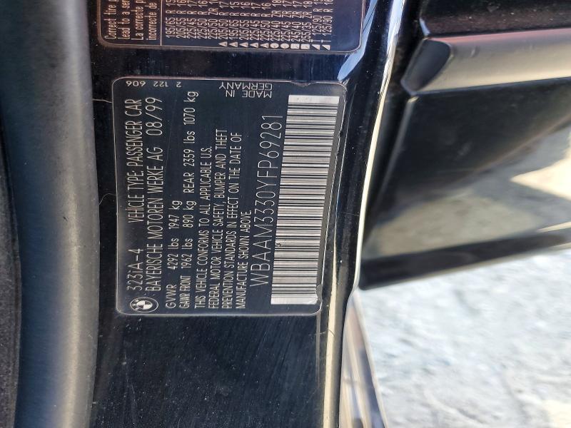 2000 Bmw 323 მანქანა იყიდება აუქციონზე, vin: WBAAM3330YFP69281, აუქციონის ნომერი: 69646766