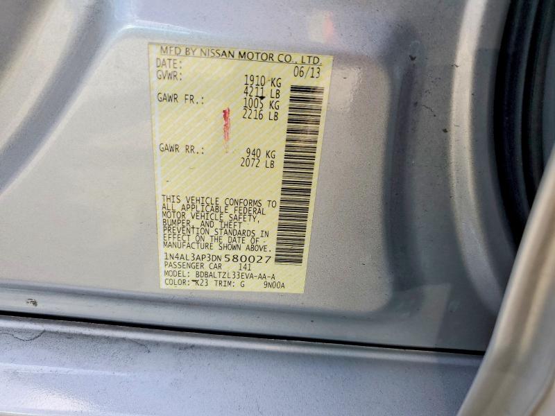2013 Nissan Altima მანქანა იყიდება აუქციონზე, vin: 1N4AL3AP3DN580027, აუქციონის ნომერი: 68226206