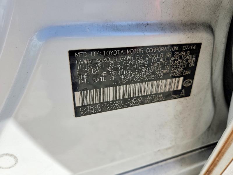 Aukcja sprzedaży 2015 Lexus Is, vin: JTHBF1D22F5045072, numer aukcji: 69626886