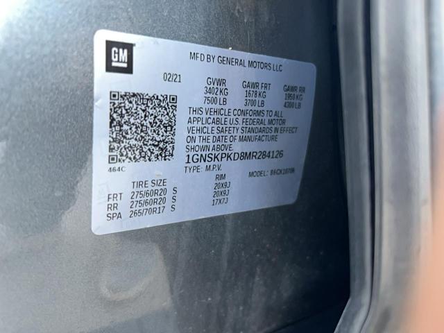 Продаж на аукціоні авто 2021 Chevrolet Tahoe, vin: 1GNSKPKD8MR284126, номер лоту: 70026786