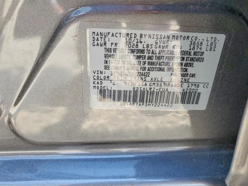 Aukcja sprzedaży 2017 Nissan Sentra, vin: 3N1AB7AP5HY224422, numer aukcji: 69704496