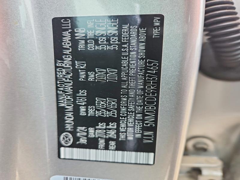 Aukcja sprzedaży 2024 Hyundai Tucson, vin: 5NMJBCDE9RH374657, numer aukcji: 69309036