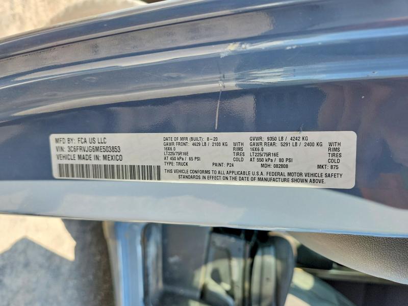 Aukcja sprzedaży 2021 Ram Promaster 3500, vin: 3C6FRVJG6ME503853, numer aukcji: 67792266