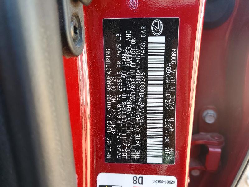 68492516 :رقم المزاد ، 58AFA1C10RU039375 vin ، 2024 Lexus Es 300h مزاد بيع