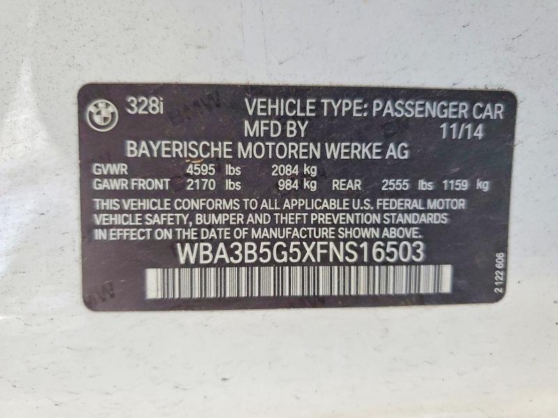 Aukcja sprzedaży 2015 Bmw 328, vin: WBA3B5G5XFNS16503, numer aukcji: 70478276