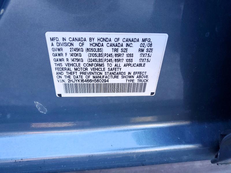 69926906 :رقم المزاد ، 2HJYK16466H560294 vin ، 2006 Honda Ridgeline مزاد بيع