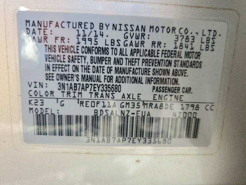 Продажа на аукционе авто 2014 Nissan Sentra, vin: 3N1AB7AP7EY335680, номер лота: 68656956