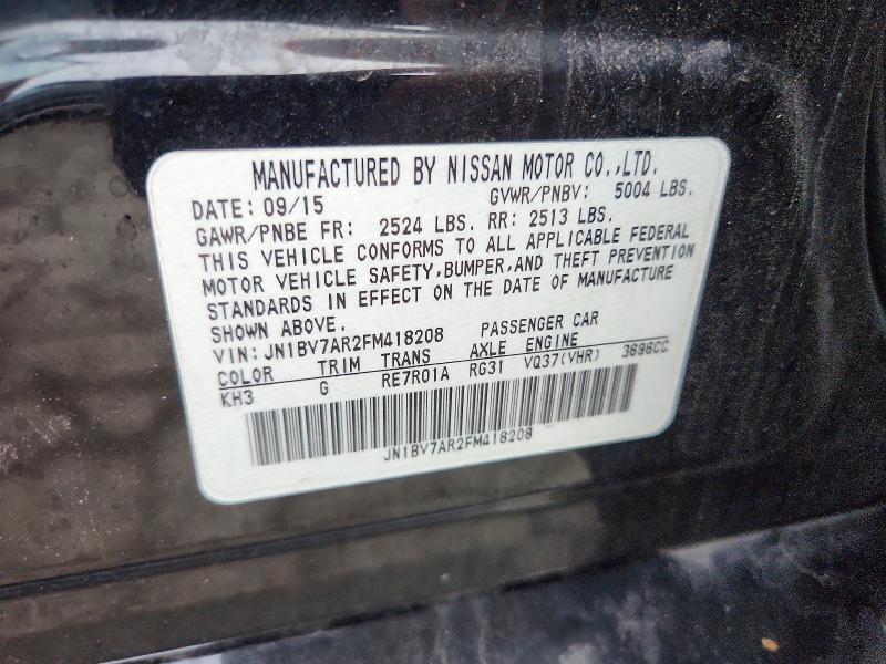 70432556 :رقم المزاد ، JN1BV7AR2FM418208 vin ، 2015 Infiniti Q50 مزاد بيع