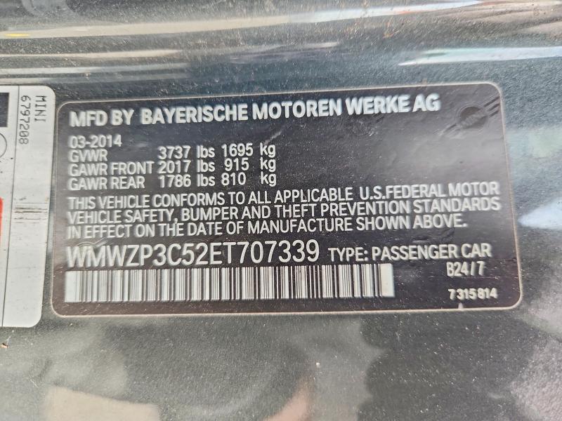 2014 Mini Cooper მანქანა იყიდება აუქციონზე, vin: WMWZP3C52ET707339, აუქციონის ნომერი: 66029966