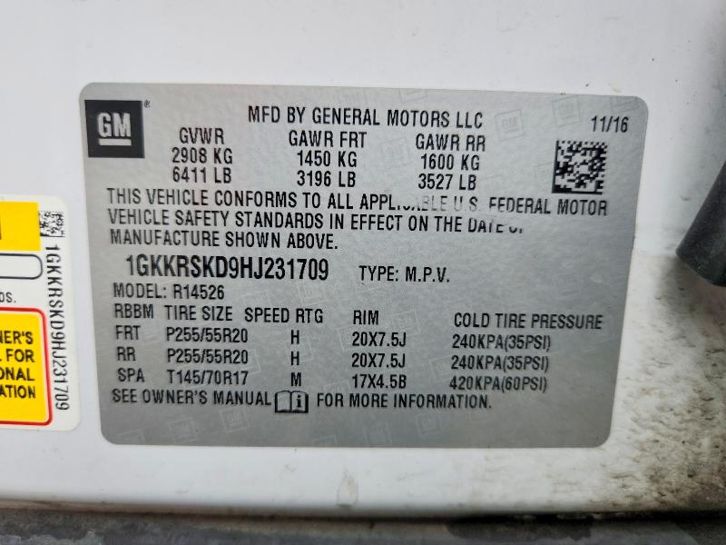 2017 Gmc Acadia Limited მანქანა იყიდება აუქციონზე, vin: 1GKKRSKD9HJ231709, აუქციონის ნომერი: 68375446