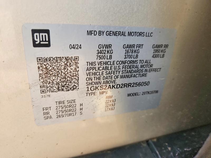 71183346 :رقم المزاد ، 1GKS2AKD2RR256050 vin ، 2024 Gmc Yukon مزاد بيع