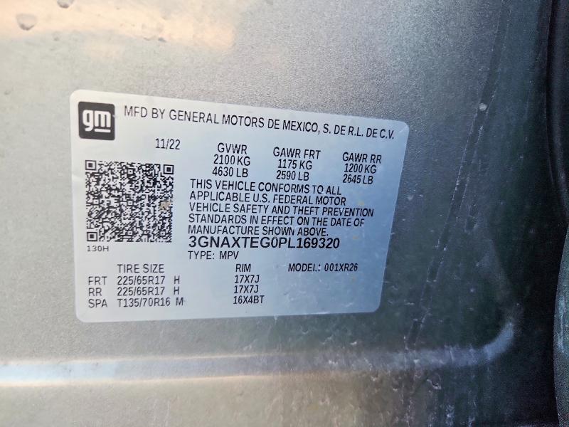 Aukcja sprzedaży 2023 Chevrolet Equinox, vin: 3GNAXTEG0PL169320, numer aukcji: 67868626