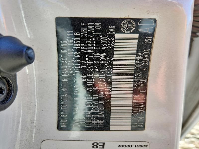 69763166 :رقم المزاد ، 2T1BU4EE4BC633022 vin ، 2011 Toyota Corolla مزاد بيع