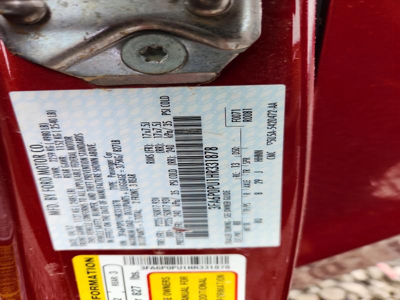 Продаж на аукціоні авто 2017 Ford Fusion, vin: 3FA6P0PU1HR331878, номер лоту: 70172296