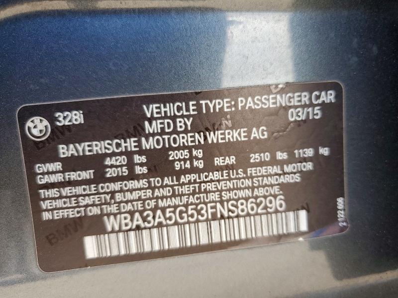 70870586 :رقم المزاد ، WBA3A5G53FNS86296 vin ، 2015 Bmw 328 مزاد بيع