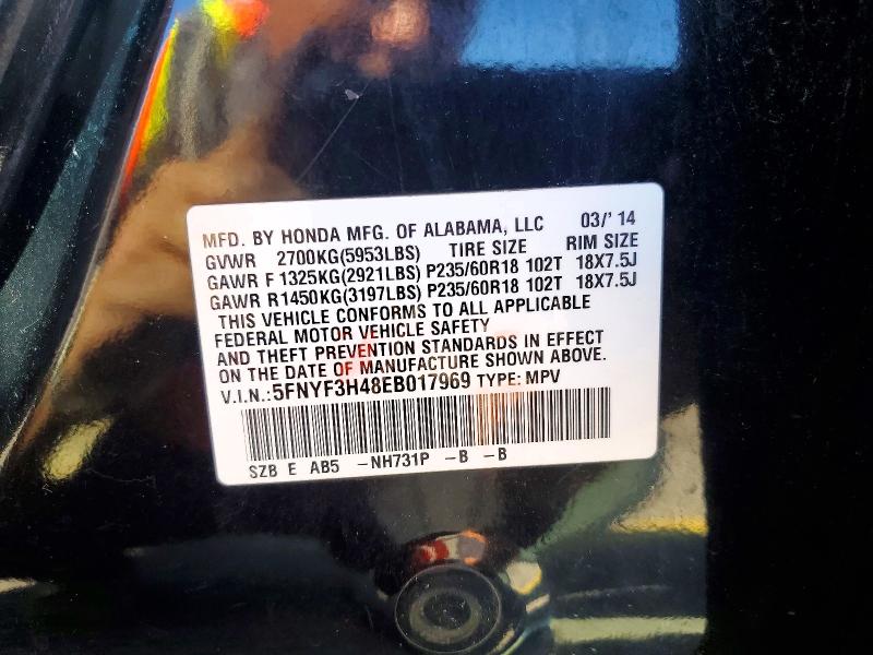 Aukcja sprzedaży 2014 Honda Pilot, vin: 5FNYF3H48EB017969, numer aukcji: 68702166