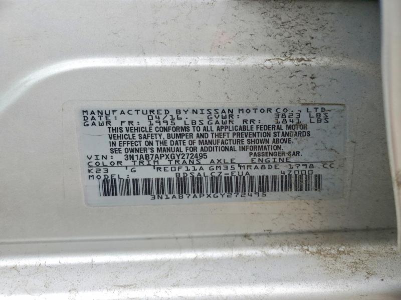 Продаж на аукціоні авто 2016 Nissan Sentra, vin: 3N1AB7APXGY272495, номер лоту: 69779076