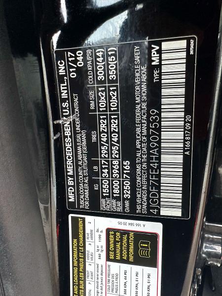 Aukcja sprzedaży 2017 Mercedes-benz Gls, vin: 4JGDF7FE4HA907539, numer aukcji: 67919676