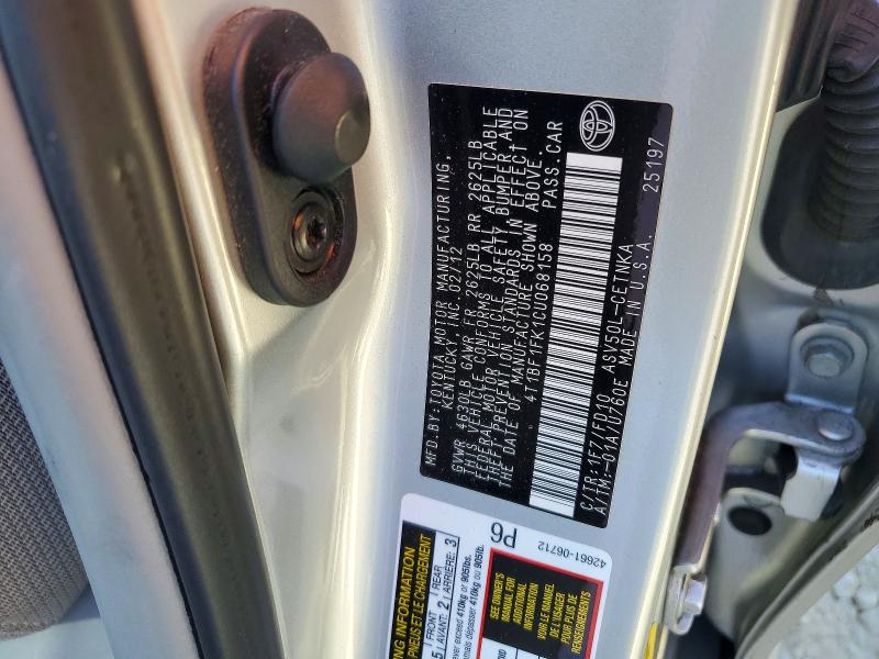 70745066 :رقم المزاد ، 4T1BF1FK1CU068158 vin ، 2012 Toyota Camry مزاد بيع