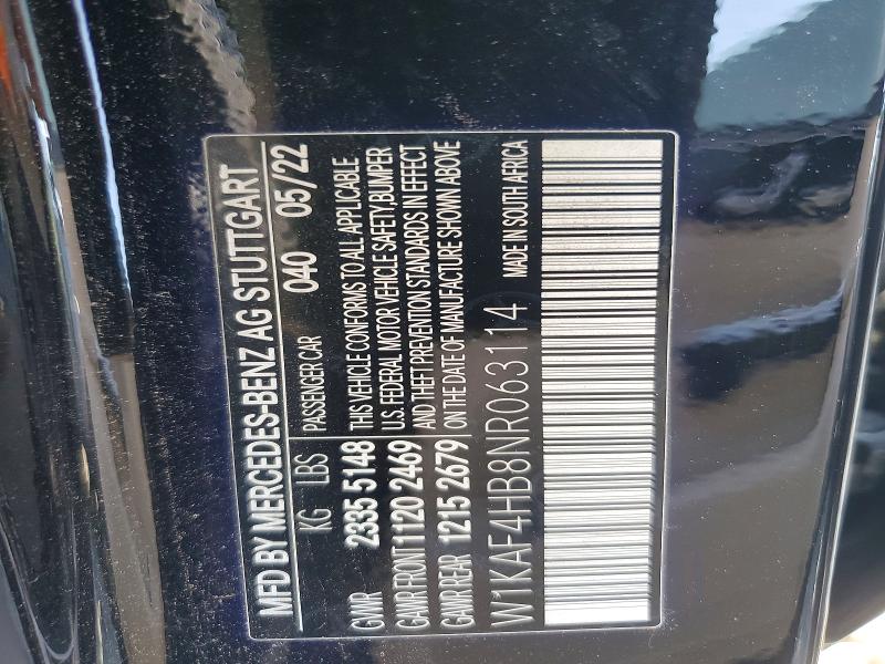 Aukcja sprzedaży 2022 Mercedes-benz C, vin: W1KAF4HB8NR063114, numer aukcji: 68925126
