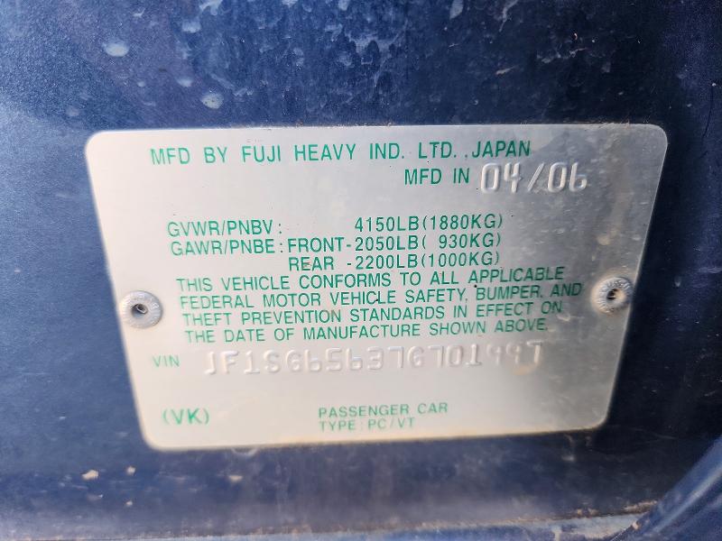 Aukcja sprzedaży 2007 Subaru Forester, vin: JF1SG65637G701997, numer aukcji: 70730096