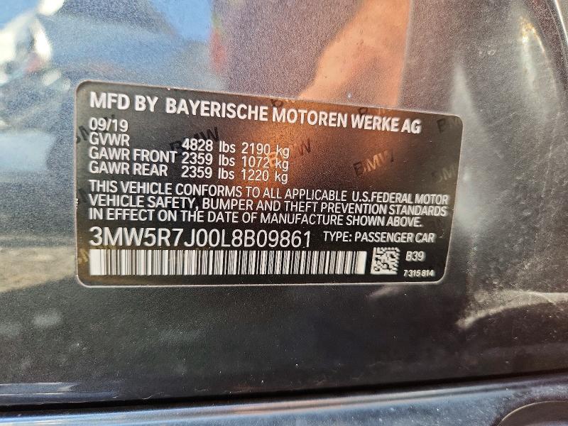 Aukcja sprzedaży 2020 Bmw 330xi, vin: 3MW5R7J00L8B09861, numer aukcji: 68407416