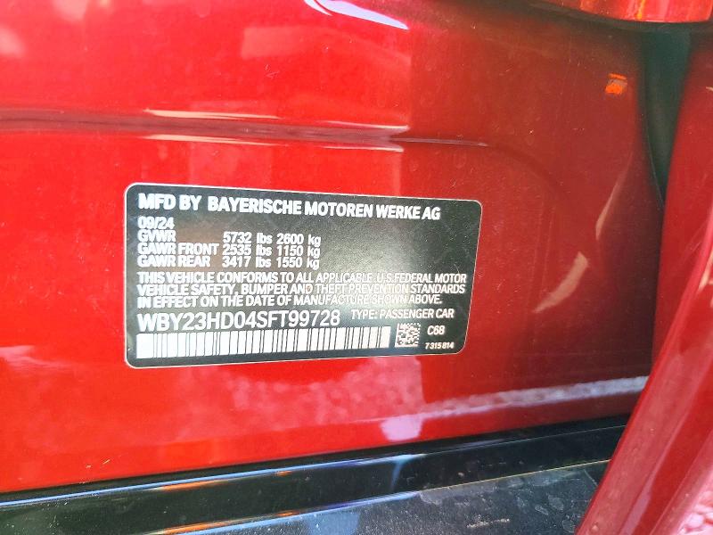 Продаж на аукціоні авто 2025 Bmw I4, vin: WBY23HD04SFT99728, номер лоту: 70680096