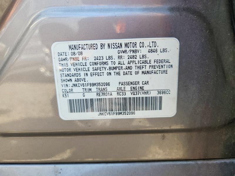 Продаж на аукціоні авто 2009 Infiniti G37 Sedan, vin: JNKCV61F99M352096, номер лоту: 70979256