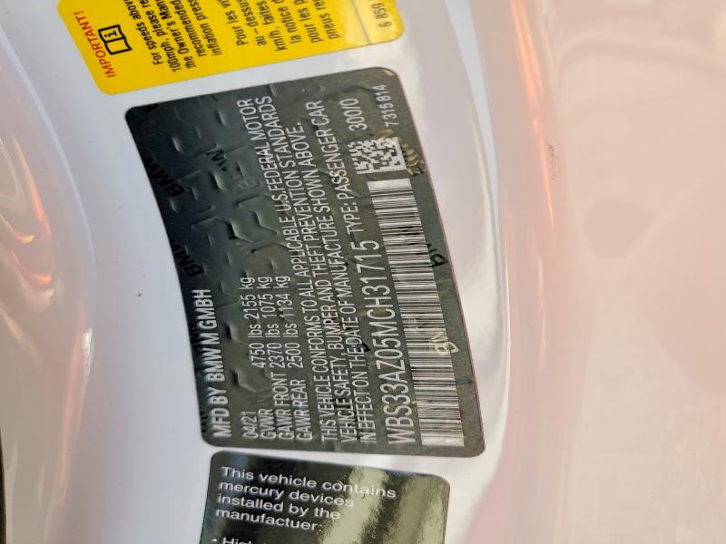 Aukcja sprzedaży 2021 Bmw M4, vin: WBS33AZ05MCH31715, numer aukcji: 67875336