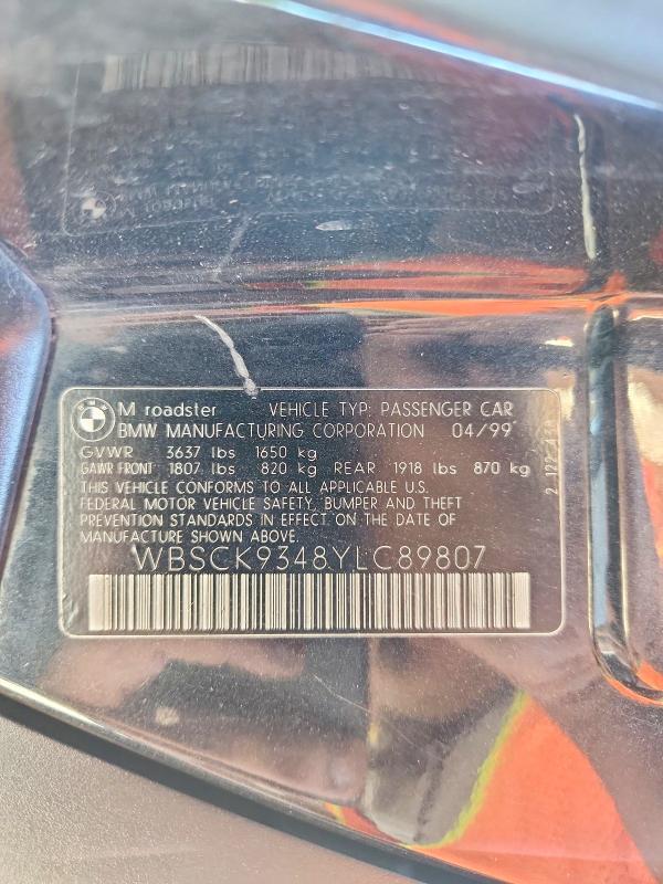 68770806 :رقم المزاد ، WBSCK9348YLC89807 vin ، 2000 Bmw M مزاد بيع