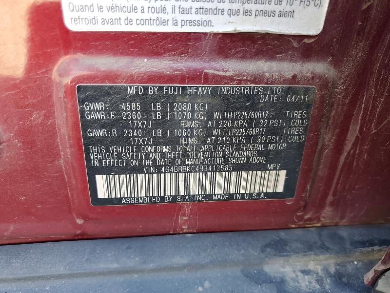 67674446 :رقم المزاد ، 4S4BRBKC4B3413585 vin ، 2011 Subaru Outback مزاد بيع