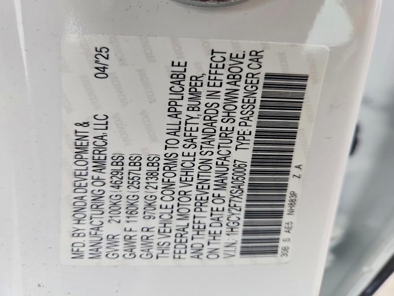 Продажа на аукционе авто 2025 Honda Accord, vin: 1HGCY2F7XSA050067, номер лота: 70660526