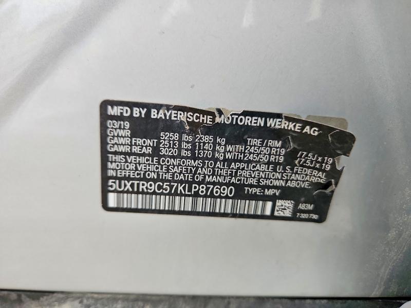 Aukcja sprzedaży 2019 Bmw X3, vin: 5UXTR9C57KLP87690, numer aukcji: 70777516