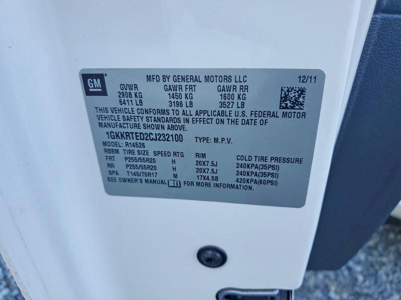 2012 Gmc Acadia მანქანა იყიდება აუქციონზე, vin: 1GKKRTED2CJ232100, აუქციონის ნომერი: 67248056