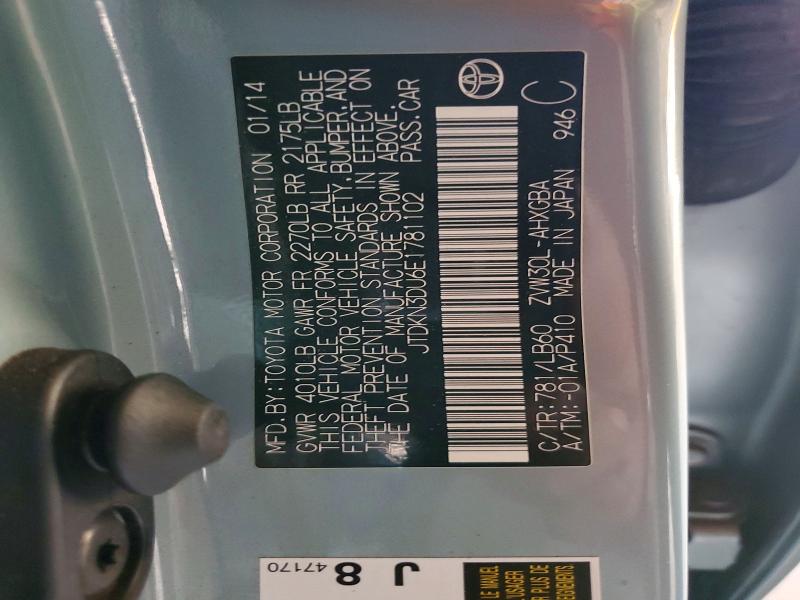 2014 Toyota Prius მანქანა იყიდება აუქციონზე, vin: JTDKN3DU6E1781102, აუქციონის ნომერი: 69151116