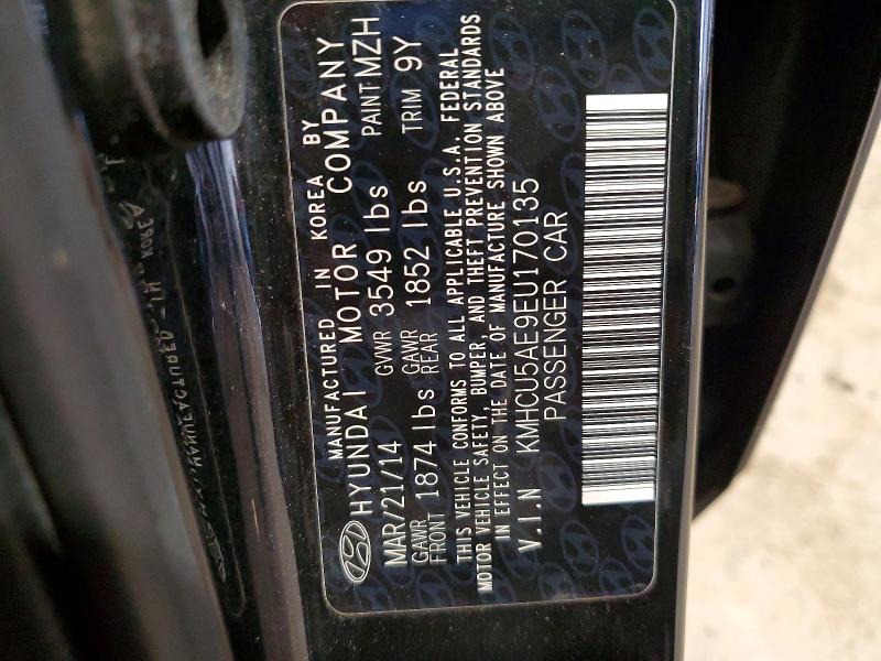 2014 Hyundai Accent მანქანა იყიდება აუქციონზე, vin: KMHCU5AE9EU170135, აუქციონის ნომერი: 70927496