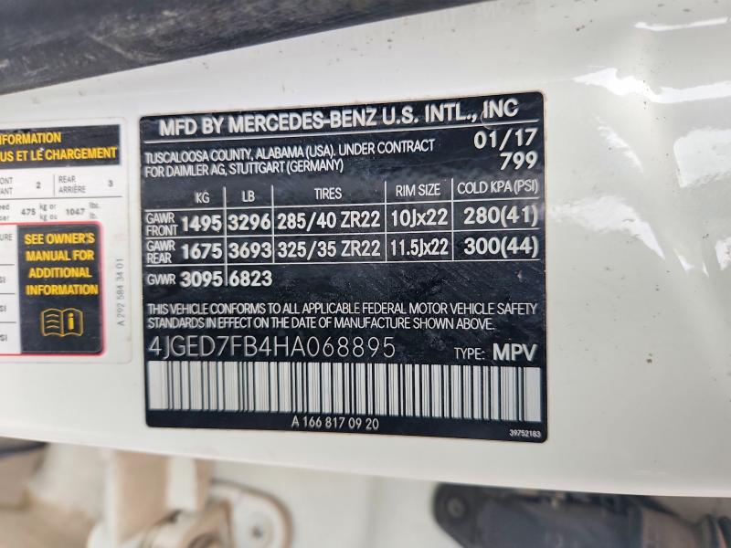 Продаж на аукціоні авто 2017 Mercedes-benz Gle Coupe, vin: 4JGED7FB4HA068895        , номер лоту: 68690976