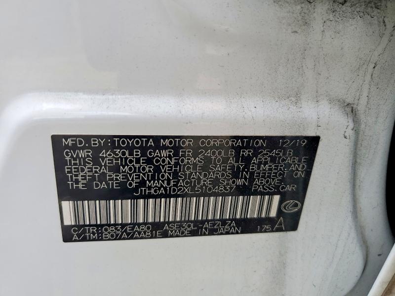 Aukcja sprzedaży 2020 Lexus Is, vin: JTHGA1D2XL5104837, numer aukcji: 67474126