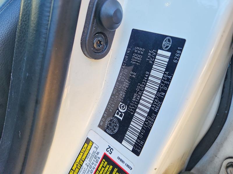 68078196 :رقم المزاد ، 4T1J11AK8LU933449 vin ، 2020 Toyota Camry مزاد بيع