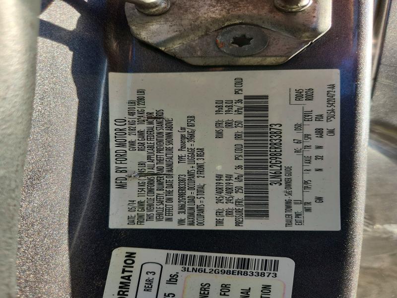67816906 :رقم المزاد ، 3LN6L2G98ER833873 vin ، 2014 Lincoln Mkz مزاد بيع