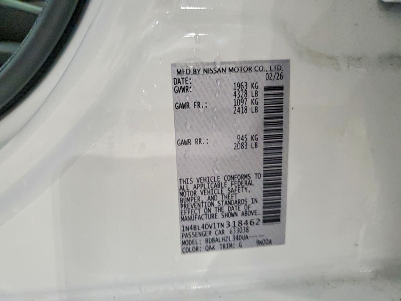 71168896 :رقم المزاد ، 1N4BL4DV1TN318462 vin ، 2026 Nissan Altima مزاد بيع