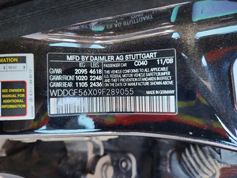 Aukcja sprzedaży 2009 Mercedes-benz C, vin: WDDGF56X09F289055, numer aukcji: 69004936