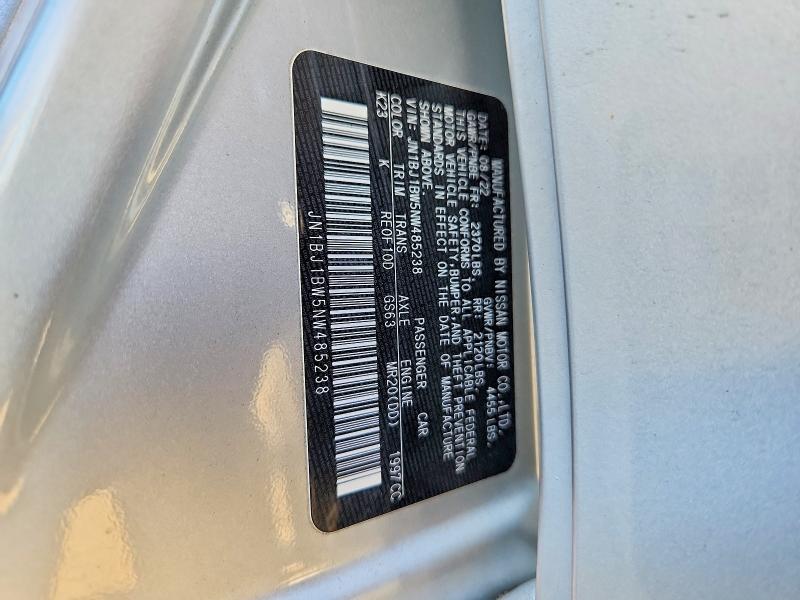 2022 Nissan Rogue Sport მანქანა იყიდება აუქციონზე, vin: JN1BJ1BW5NW485238, აუქციონის ნომერი: 69386476