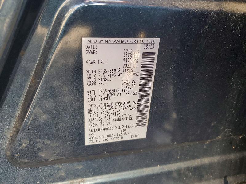 2014 Nissan Pathfinder მანქანა იყიდება აუქციონზე, vin: 5N1AR2MM0EC612462, აუქციონის ნომერი: 66713426