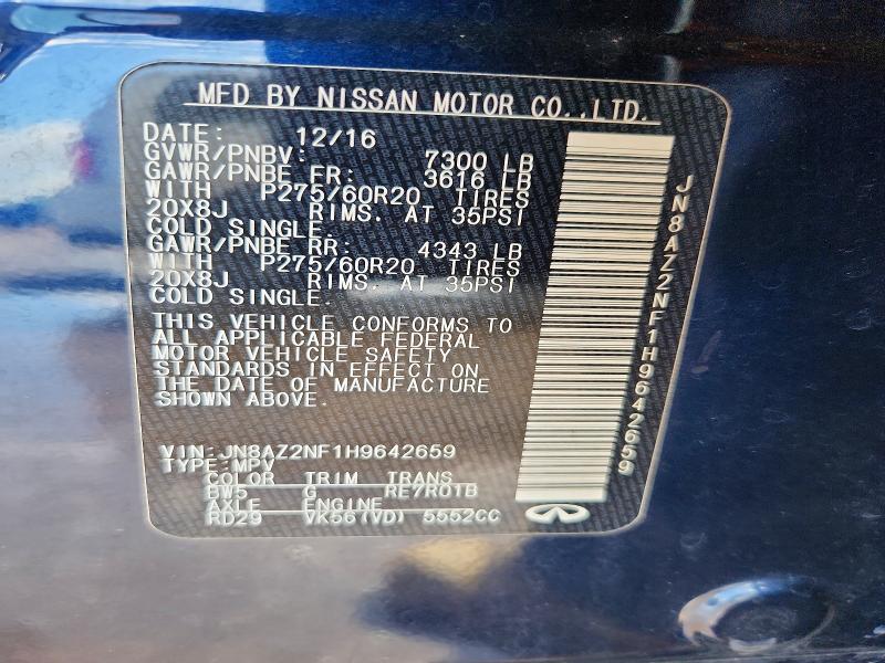 Aukcja sprzedaży 2017 Infiniti Qx80, vin: JN8AZ2NF1H9642659, numer aukcji: 69765206
