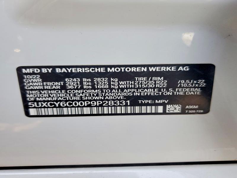 Aukcja sprzedaży 2023 Bmw X6, vin: 5UXCY6C00P9P28331, numer aukcji: 69606746