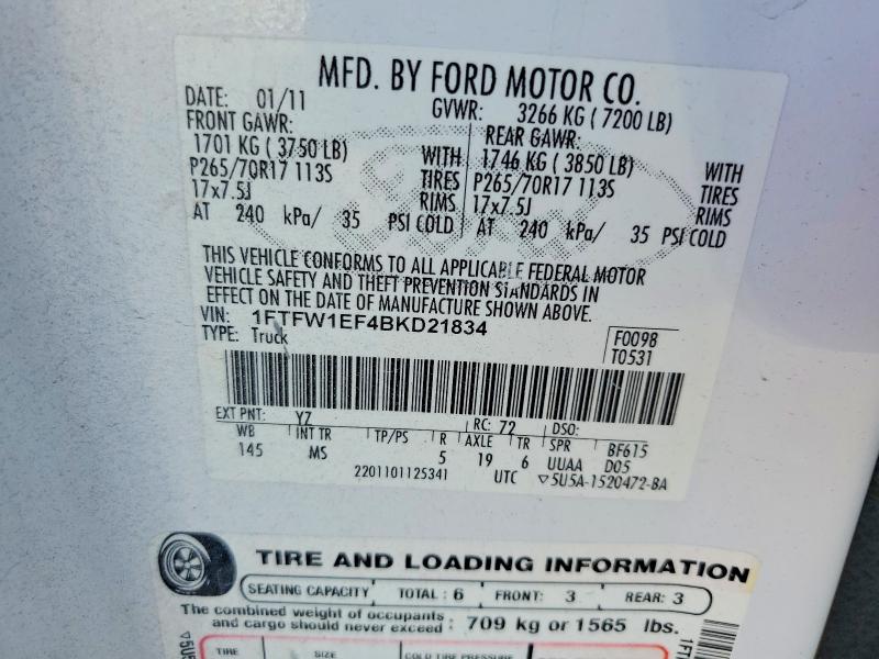 Продаж на аукціоні авто 2011 Ford F150, vin: 1FTFW1EF4BKD21834, номер лоту: 65980156
