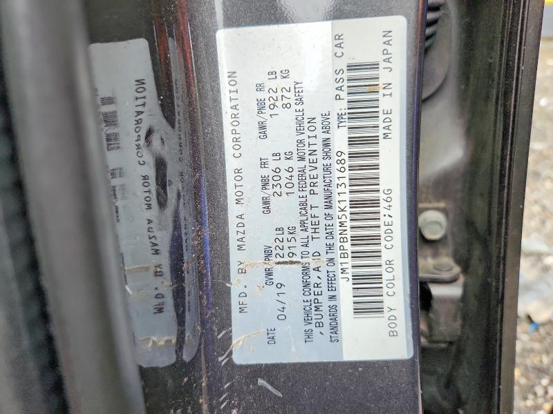 Auction sale of the 2019 Mazda 3, vin: JM1BPBNM5K1131689, lot number: 71105706